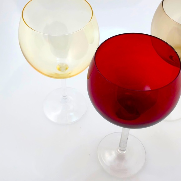 3 Mix & Match globe wine cups. Red, yellow, amber. - Picture 2 of 6